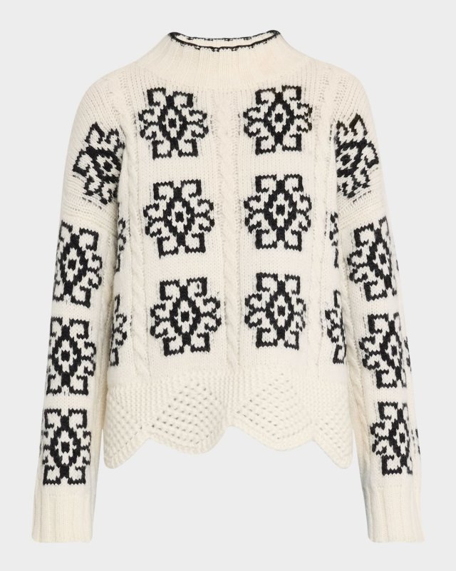Sienna Cable-Knit Intarsia Sweater